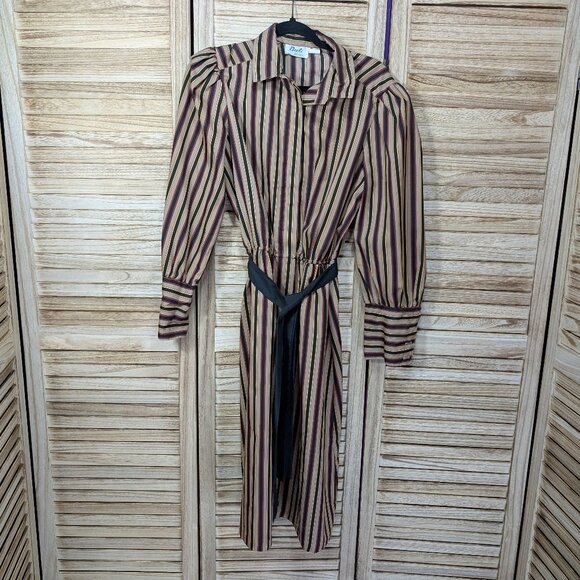 Breli Originals Dresses & Skirts - VINTAGE Breli Originals Striped Long Sleeve Dress with Belt Size 14
